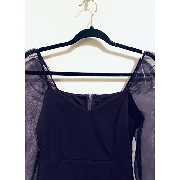 Lulus Dress Womens Medium Purple Chiffon Long Sleeve Bodycon Mini Party Event - Picture 3 of 7